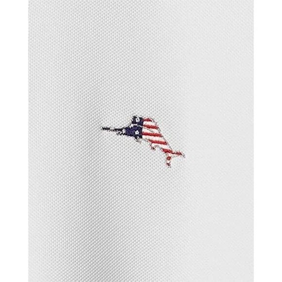 Tommy Bahama Men's Small Bright White Emfielder Party Polo Shirt Patriotic Flag - Picture 2 of 10